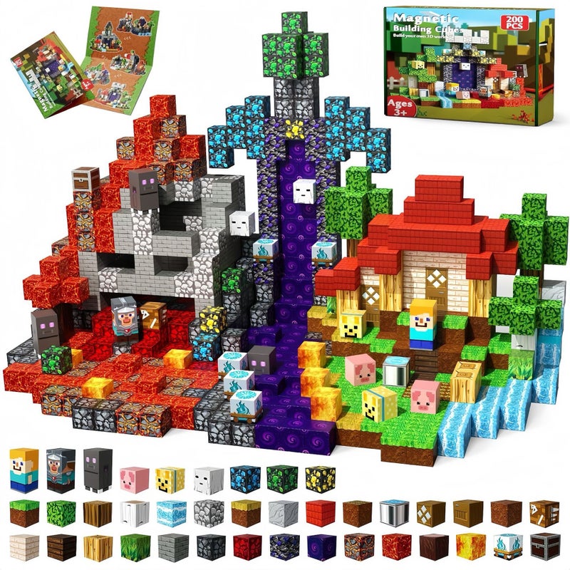 My World Magnetic Building Block Mc Magnetic Block Primitive Forest Cherry Blossom Princess Magma Knight Stem - Image 5