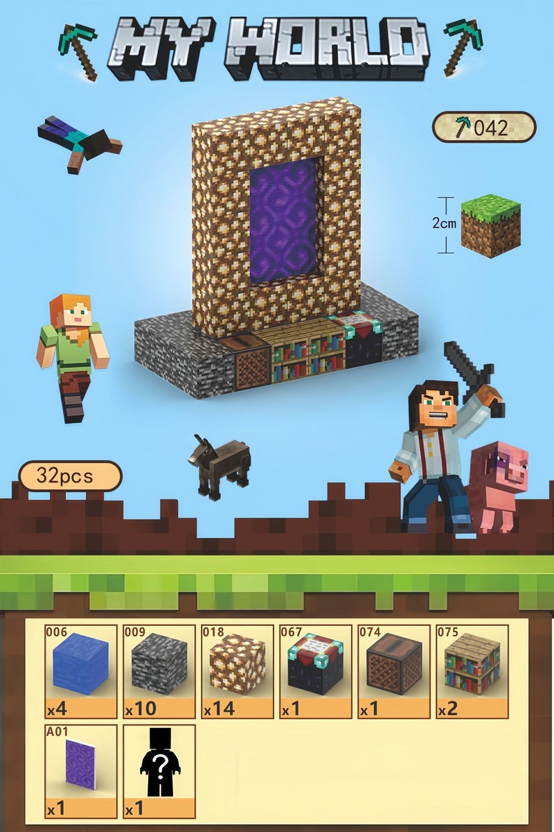 My World Magnetic Building Block Mc Magnetic Block Primitive Forest Cherry Blossom Princess Magma Knight Stem - Image 1