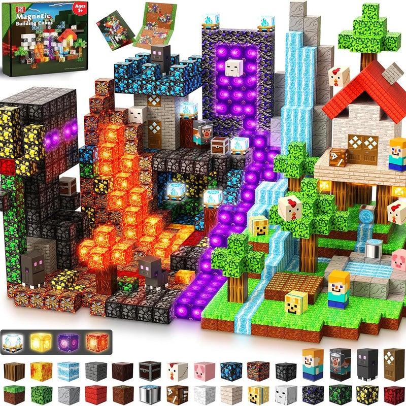 My World Magnetic Building Block Mc Magnetic Block Primitive Forest Cherry Blossom Princess Magma Knight Stem - Image 4