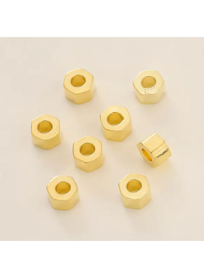 10Pcs Golden Plated Brass Hex Beads For DIY Jewelry Making Bracelets Necklaces - Image 1