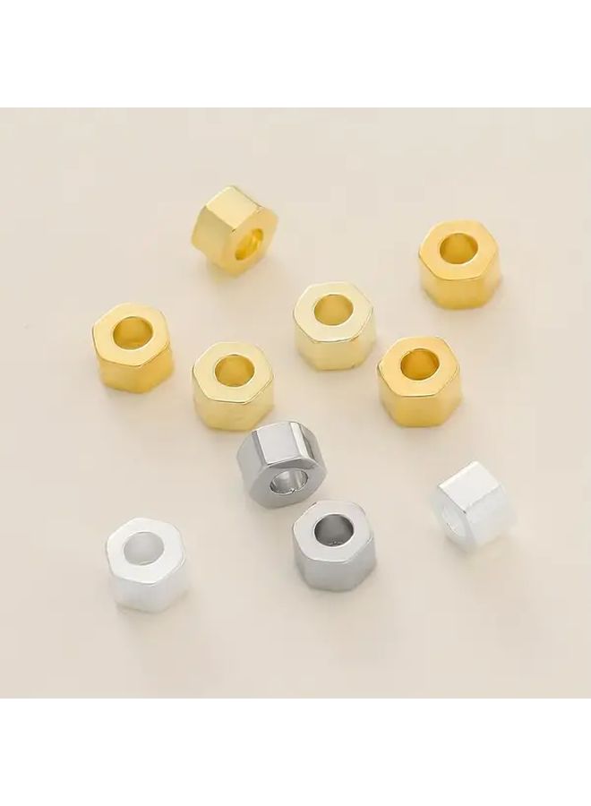 10Pcs Golden Plated Brass Hex Beads For DIY Jewelry Making Bracelets Necklaces - Image 3