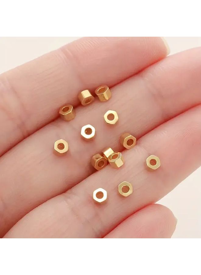 10Pcs Golden Plated Brass Hex Beads For DIY Jewelry Making Bracelets Necklaces - Image 5