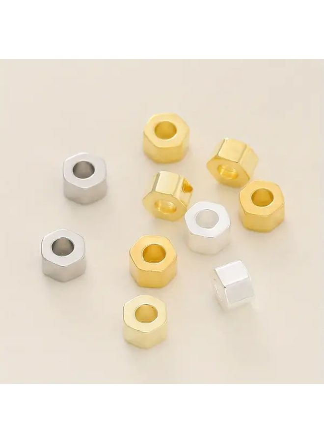 10Pcs Golden Plated Brass Hex Beads For DIY Jewelry Making Bracelets Necklaces - Image 2