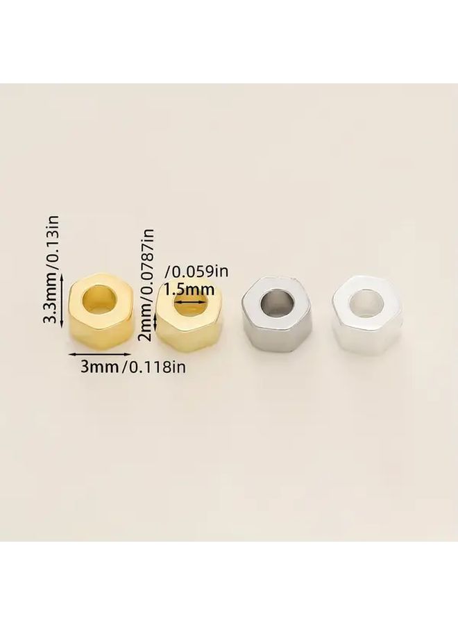 10Pcs Golden Plated Brass Hex Beads For DIY Jewelry Making Bracelets Necklaces - Image 4