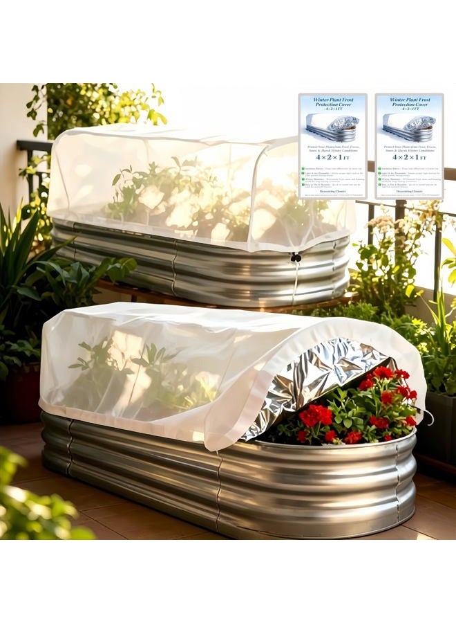 YTJ Plant Covers Freeze Protection - Outdoor Plant Covers for Winter, Frost Protection for Plants Rectangular Frost Cloth with Insulated Liner & Drawstring for Raised Garden Bed (2, 4x2x1FT) - Image 1