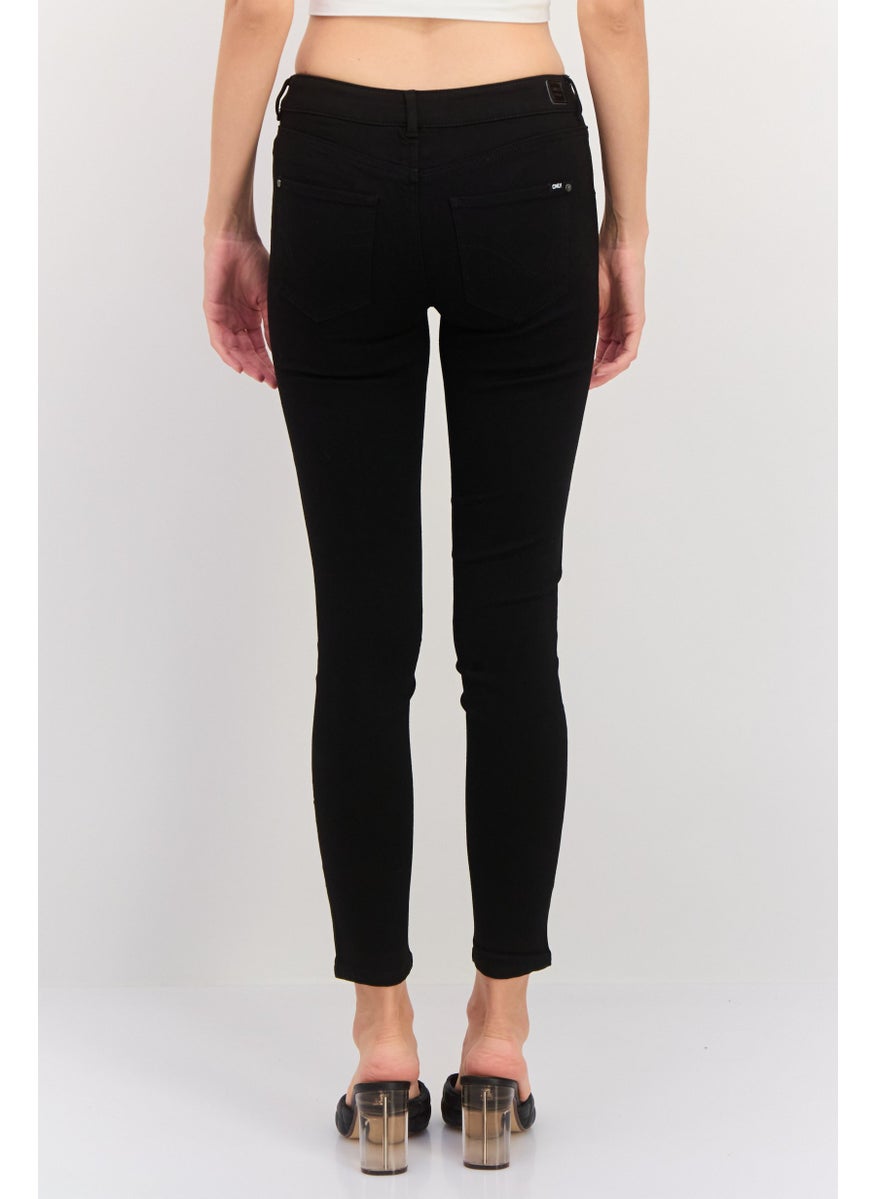 ONLY Women Skinny Fit Plain Stretchable Jeans, Black  - Image 2