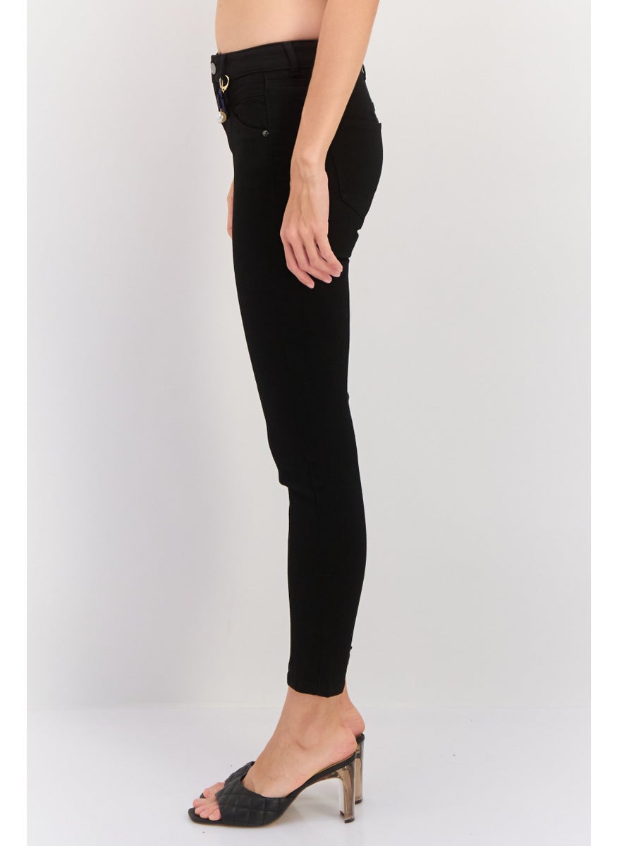 ONLY Women Skinny Fit Plain Stretchable Jeans, Black  - Image 3