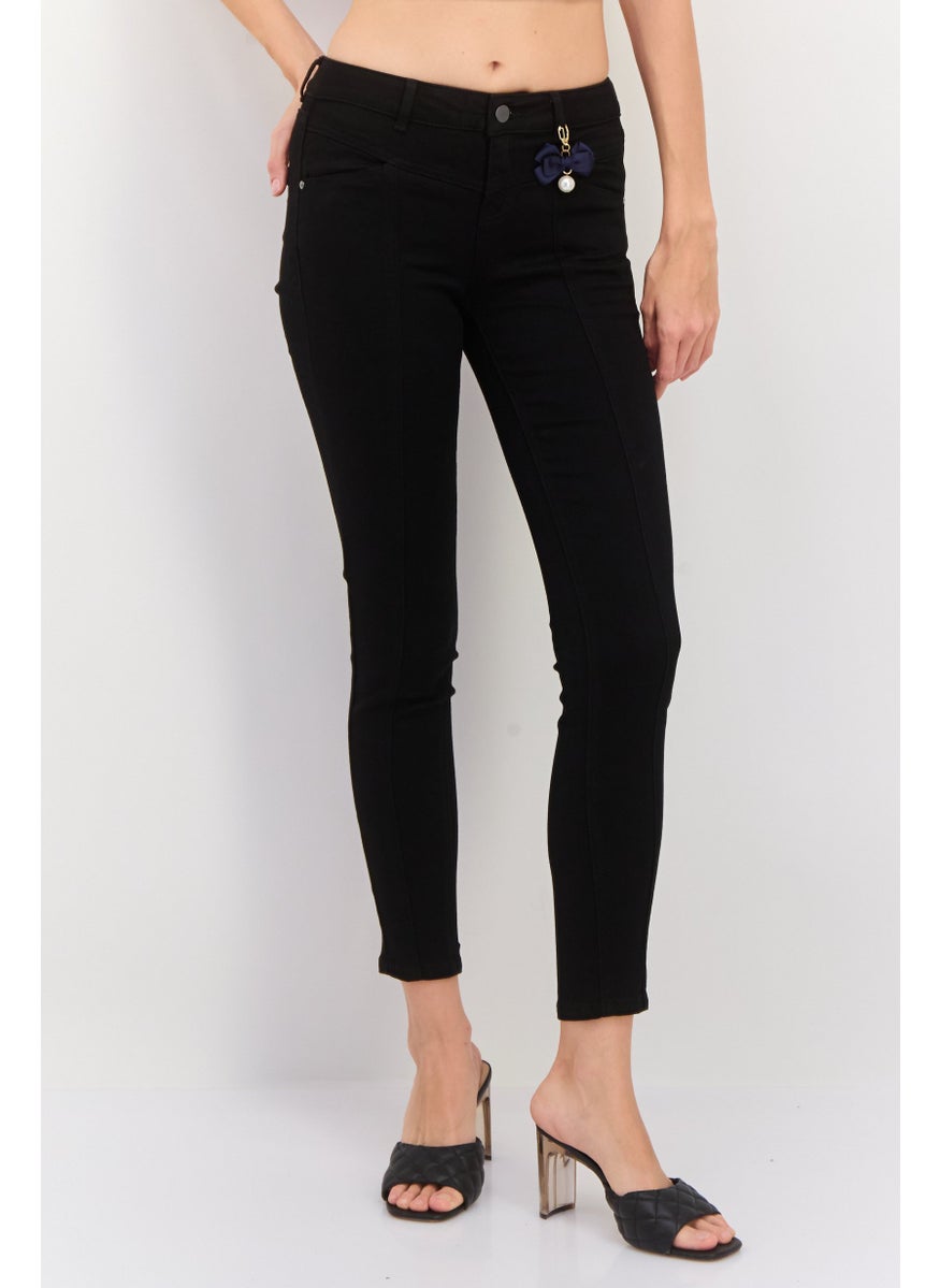 ONLY Women Skinny Fit Plain Stretchable Jeans, Black  - Image 1