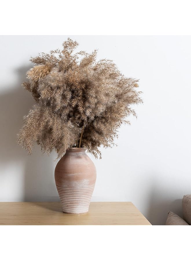 إيروريكس مزهرية سيراميك ريفية مقاس 9.2 بوصة من الطين الأبيض المغسول، مزهرية زهور مزخرفة من الفخار، مزهريات زخرفية من الطين لتزيين المنزل، طاولة غرفة المعيشة، رف، ديكور الموقد - Image 3