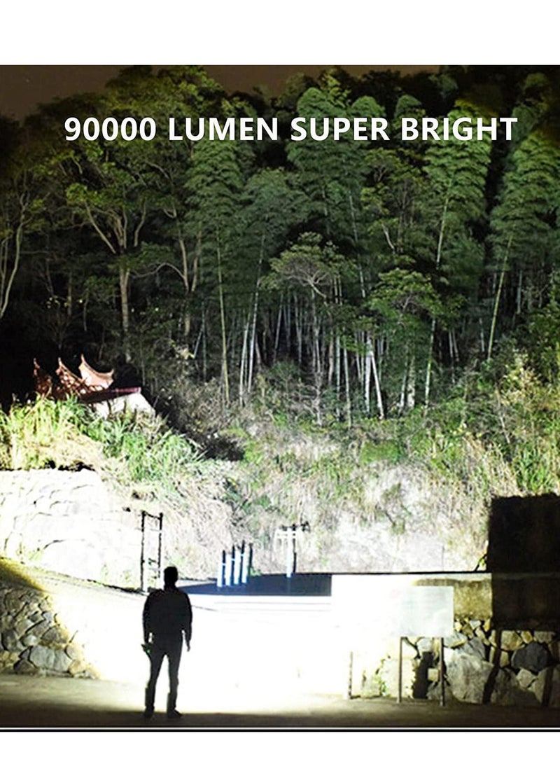Rechargeable LED Flashlights, 90000 High Lumens Super Bright Zoomable Waterproof Flashlight with 3 Modes, Powerful Handheld for Camping Emergencies - Image 2