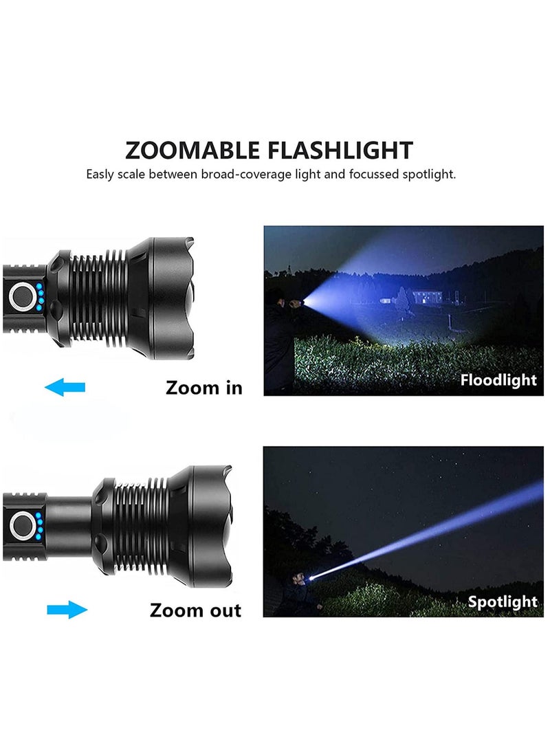 Rechargeable LED Flashlights, 90000 High Lumens Super Bright Zoomable Waterproof Flashlight with 3 Modes, Powerful Handheld for Camping Emergencies - Image 4