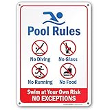 My Sign Center My Sign Center Pool Rules - Swim at Your Own Risk Sign - 10"x14" - .040 Rust Free Aluminum - Made in USA - UV Protected  - Image 1