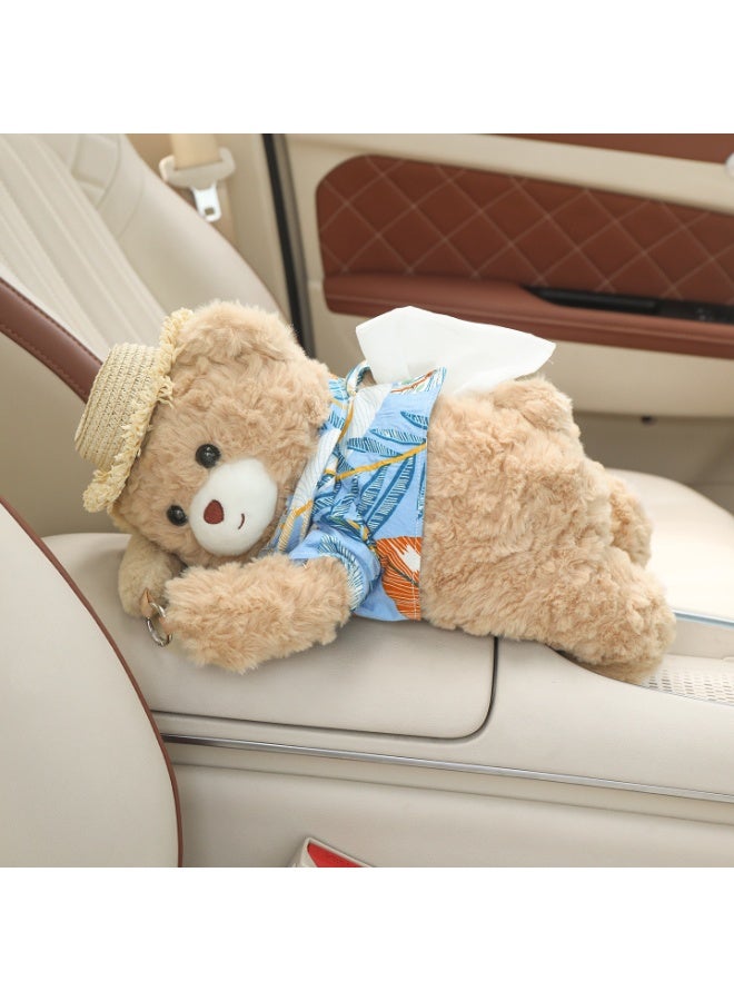 Halamodo Cute Bear Car Tissue Hanging Bag - Premium Doll Design, Hanging Drawer Box: Sophistication & Practicality, Bear Adds Cuteness; Hanging Keeps Tissues Organized, Convenient in Car - Image 1