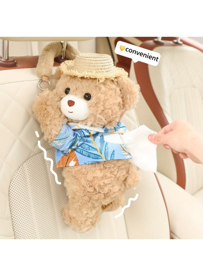 Halamodo Cute Bear Car Tissue Hanging Bag - Premium Doll Design, Hanging Drawer Box: Sophistication & Practicality, Bear Adds Cuteness; Hanging Keeps Tissues Organized, Convenient in Car - Image 3