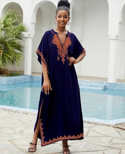 IMAGEKOPE Kaftan Dresses for Women Swimsuit Coverup Plus Size Beach Caftan Cover Ups for Swimwear Embroidery - Image 2