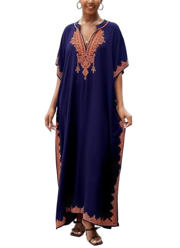 IMAGEKOPE Kaftan Dresses for Women Swimsuit Coverup Plus Size Beach Caftan Cover Ups for Swimwear Embroidery - Image 1