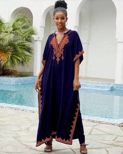 IMAGEKOPE Kaftan Dresses for Women Swimsuit Coverup Plus Size Beach Caftan Cover Ups for Swimwear Embroidery - Image 5