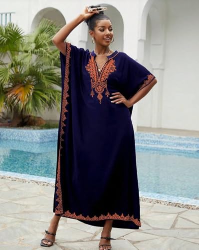 IMAGEKOPE Kaftan Dresses for Women Swimsuit Coverup Plus Size Beach Caftan Cover Ups for Swimwear Embroidery - Image 3