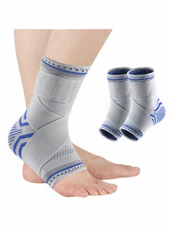 Excefore Ankle Brace Compression Sleeve (2 PACK), Adjustable Ankle Support for Men & Women, Breathable Ankle Sleeve w/Ankle Strap for Sprained Ankle, Swelling Relief Pain, Plantar Fasciitis, Achilles  - Image 1