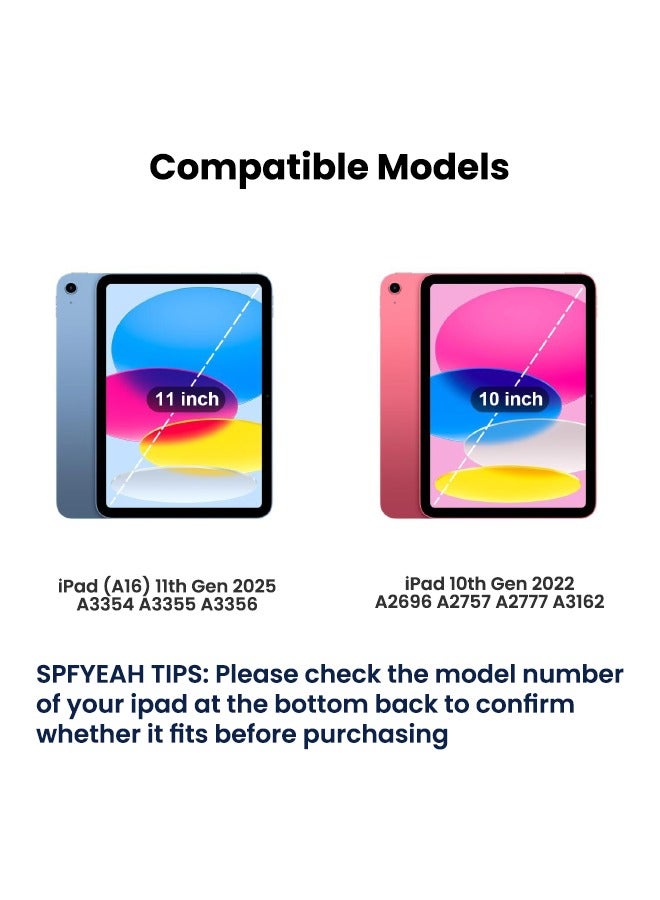 SPFYEAH Rotating Case for iPad (A16) 11th Generation 11 inch (2025) / iPad 10th Generation 10.9 inch (2022), with Pencil Holder, Auto Wake/Sleep, 360 Degree Rotation Protective Stand Cover Clear Back, Black - Image 2