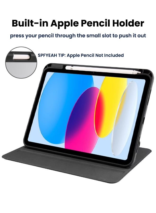 SPFYEAH Rotating Case for iPad (A16) 11th Generation 11 inch (2025) / iPad 10th Generation 10.9 inch (2022), with Pencil Holder, Auto Wake/Sleep, 360 Degree Rotation Protective Stand Cover Clear Back, Black - Image 5