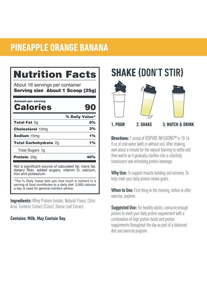 Isopure - Protein Powder, Gluten Free, Whey Protein Isolate, Post Workout Recovery Drink Mix, Prime, Infusions- Pineapple Orange Banana, 16 Servings - Image 1