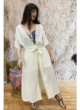 Due Stelle Cotton Lace Striped Chiffon Beach Kimono  - Image 2