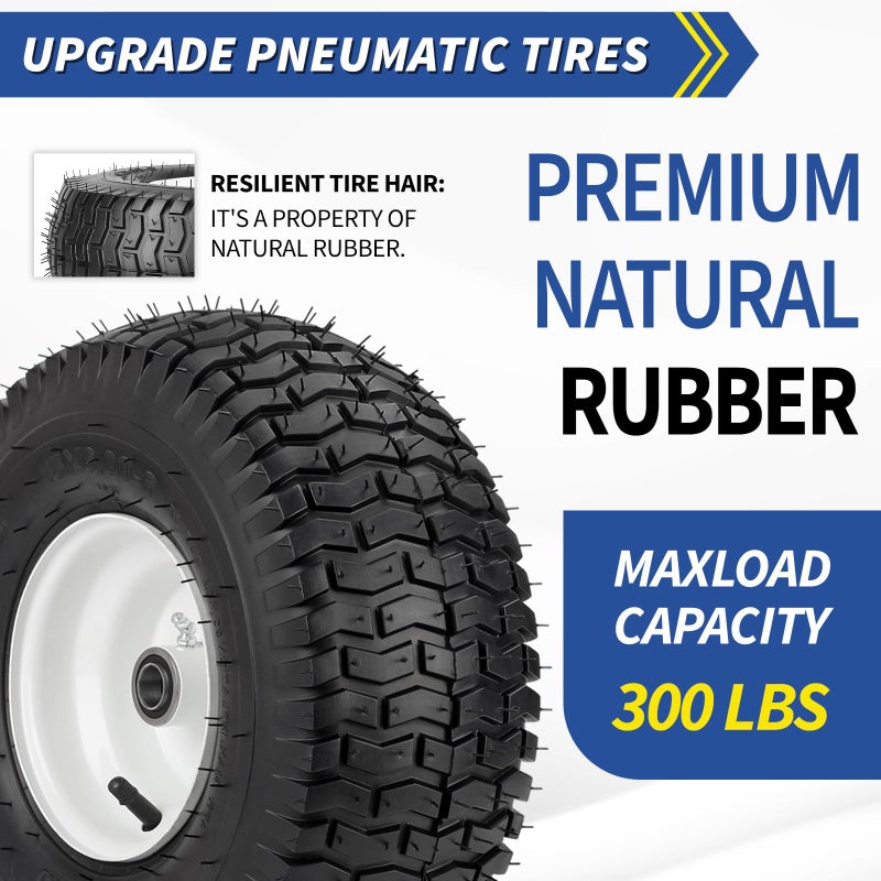 GICOOL 15x6.00-6 Rubber Lawn Mower Tire and Wheel, 2 Pcs Replacement 15x6-6nhs Riding Mowers Lawn Tire and Wheel with Bearing Bore 3/4", 3" Centered Hub - Image 3