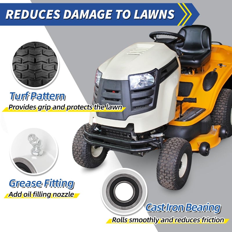 GICOOL 15x6.00-6 Rubber Lawn Mower Tire and Wheel, 2 Pcs Replacement 15x6-6nhs Riding Mowers Lawn Tire and Wheel with Bearing Bore 3/4", 3" Centered Hub - Image 4