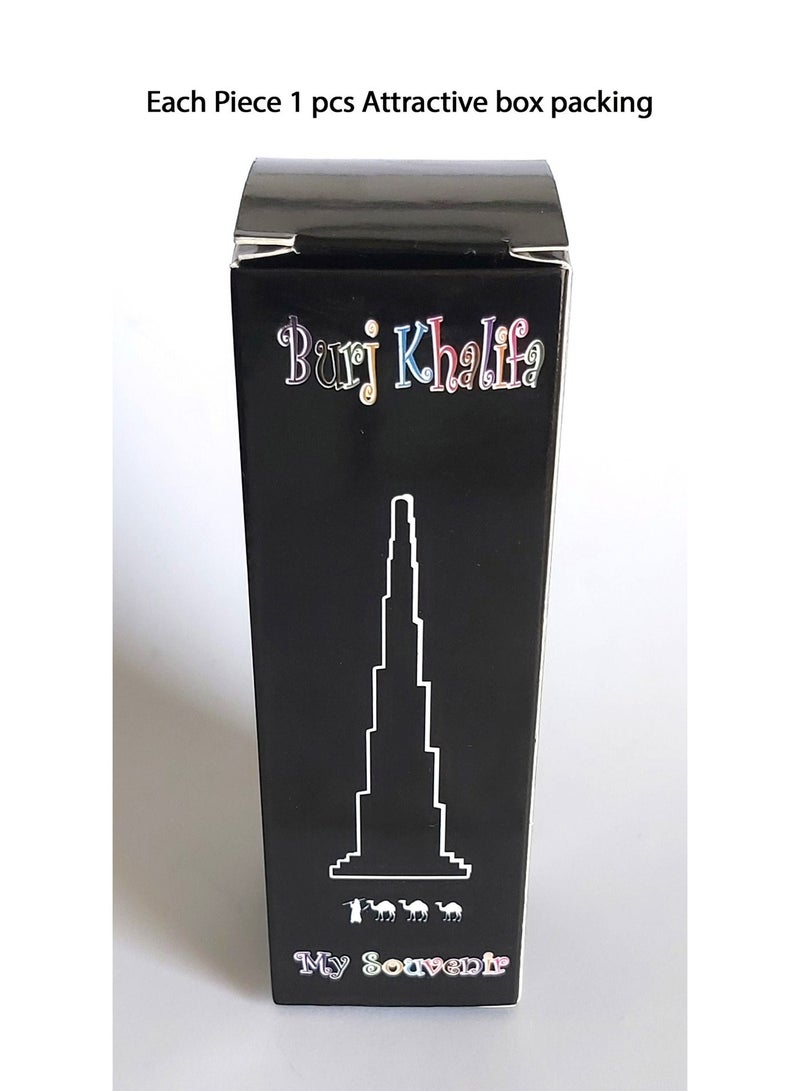 سوق الهدايا التذكارية مجموعة هدايا تذكارية من سوق سوق المعادن، برج خليفة، 3 قطع، 12 سم، متعددة الألوان، ذهبي، فضي، مصقول عتيق - Image 2