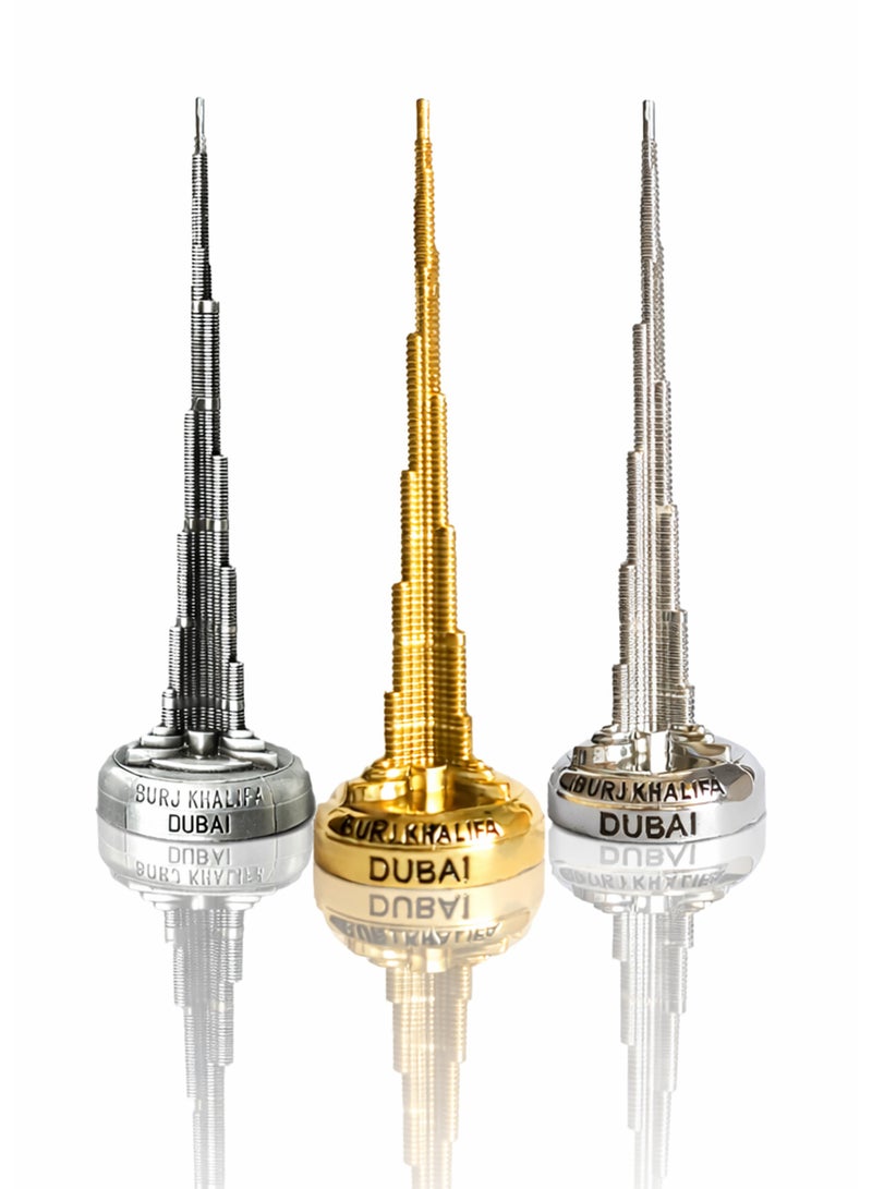 Souvenir Souq Metal Burj Khalifa 3 pcs 12 cm multicolor, Gold,Silver,Antique polish - Image 1