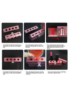 Ymiko 12.1 Dual Uses Lipstick Mold Diy Lip Balm Maker 246 Cavity Household Beauty Lipstick Mold Tool Rose Gold Aluminum Alloy(6 Holes)  - Image 2