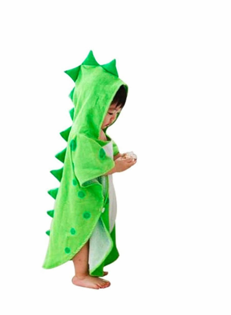 Y&D Kids Bath Towels,Premium Hooded Towel for Toddlers Highly Absorbent Coral Fleece Bathrobe Boys Girls Organic Cotton Baby Robe Natural Dye Premium (Green Dinosaur) - Image 1