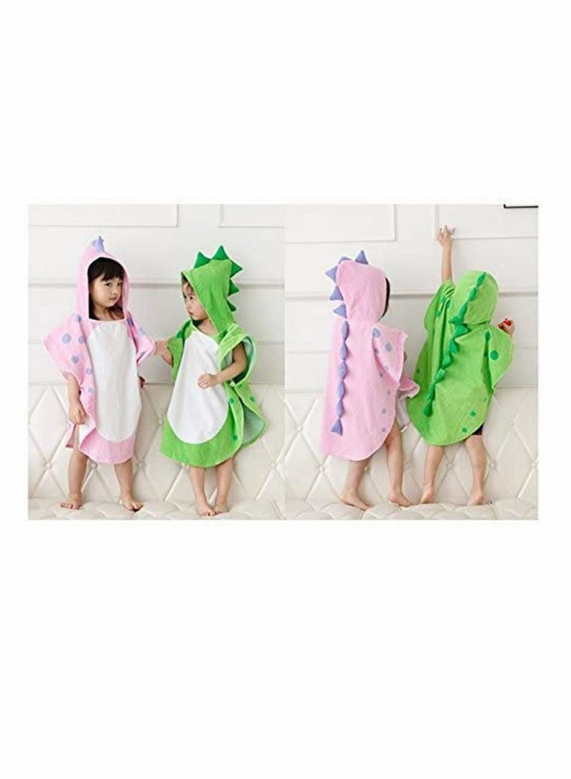 Y&D Kids Bath Towels,Premium Hooded Towel for Toddlers Highly Absorbent Coral Fleece Bathrobe Boys Girls Organic Cotton Baby Robe Natural Dye Premium (Green Dinosaur) - Image 3