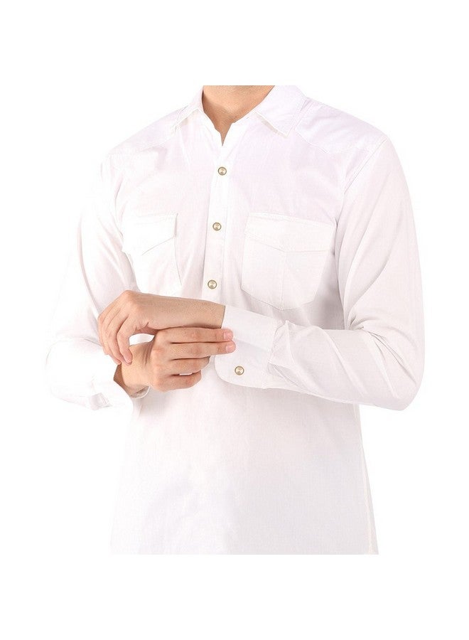 Vama Fashions Gold Plated White Crystal Kurta Buttons with Chain for Men & Women - Image 3