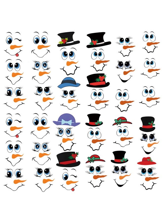 Finduat 33 Pcs Snowman Face Stickers For Christmas Ornaments, Vinyl Decals Diy Craft Art Stickers For Christmas Ball/Water Bottles, Vinyl Christmas Stickers For Home Christmas Window Sticker Party Decorations - Image 1