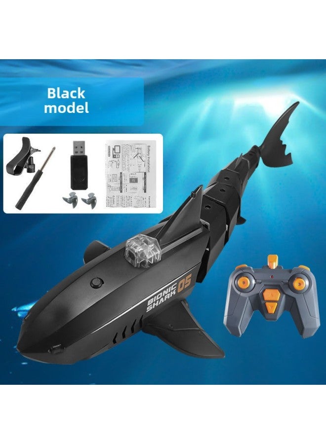 Children's Remote Control Shark Can Be Launched Toy Boat Simulation Diving Great White Shark Boy Electric Swing Fish Water Model-Color:Electric Remote Control Shark [black] With Underwater Camera-Specification:High Configuration [three Sets Of Lithium Batteries] About 90 Minutes  - Image 1