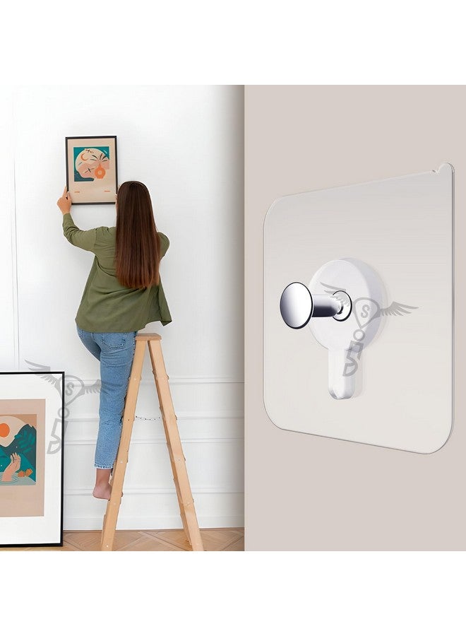 SITTELLA SITTELLA Stainless Steel 10 Pieces Self Adhesive Heavy Duty Nail Photo Wall Hook No Drilling Installation For Use Inside Home & Kitchen, Transparent - Image 1