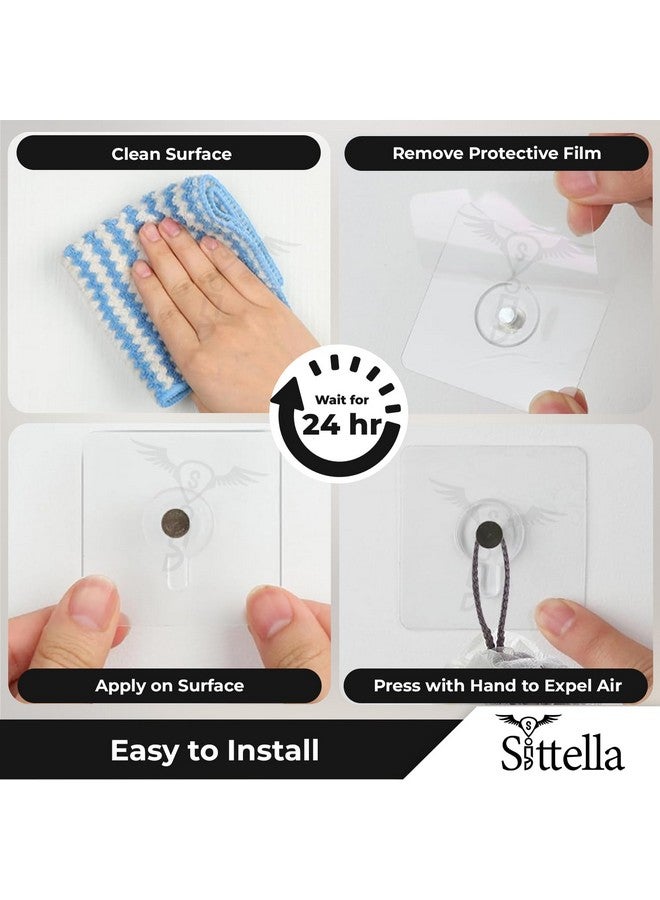 SITTELLA SITTELLA Stainless Steel 10 Pieces Self Adhesive Heavy Duty Nail Photo Wall Hook No Drilling Installation For Use Inside Home & Kitchen, Transparent - Image 4