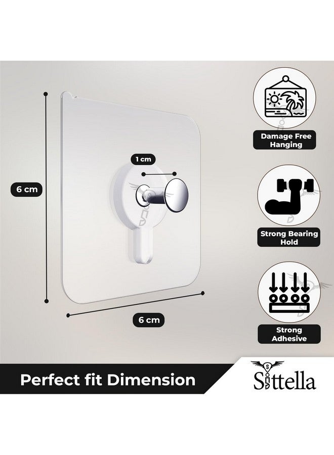 SITTELLA SITTELLA Stainless Steel 10 Pieces Self Adhesive Heavy Duty Nail Photo Wall Hook No Drilling Installation For Use Inside Home & Kitchen, Transparent - Image 2