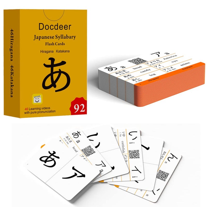Docdeer Hiragana and Katakana Syllabary Alphabet Japanese Flash Cards for Beginners Katakana Hiragana Flash Cards Learning Video with Pure Pronunciation Classic Edition - Image 3