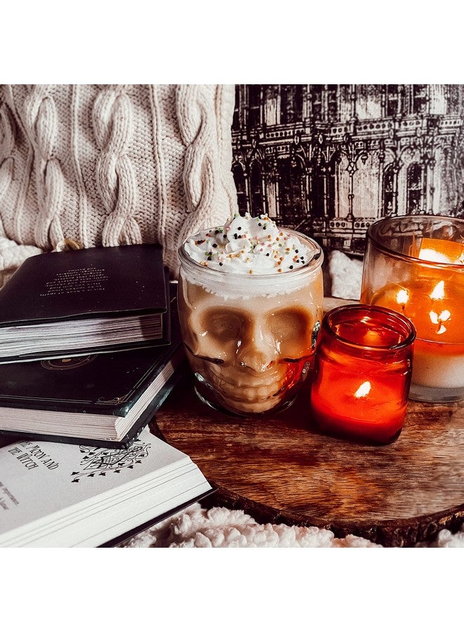 6 Pack - 15 Oz Sugar Skull Glass Tumblers - Set of 6 Creepy Drinking Cups -15 oz, Witchy Gifts, Goth Gifts For Women, Spooky Gifts - Gothic Kitchen Decor, Witchy Barware Skull Jar