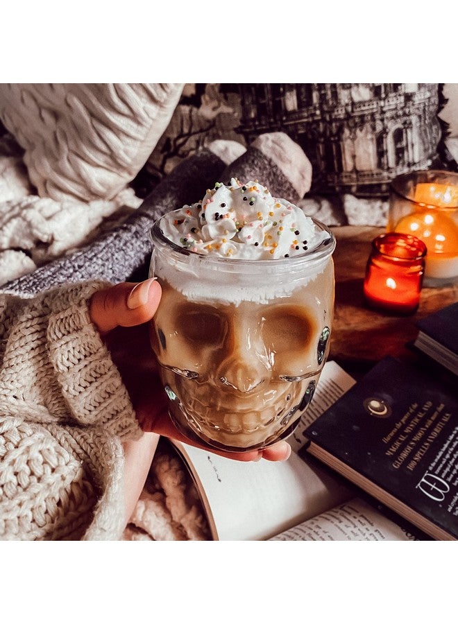 6 Pack - 15 Oz Sugar Skull Glass Tumblers - Set of 6 Creepy Drinking Cups -15 oz, Witchy Gifts, Goth Gifts For Women, Spooky Gifts - Gothic Kitchen Decor, Witchy Barware Skull Jar