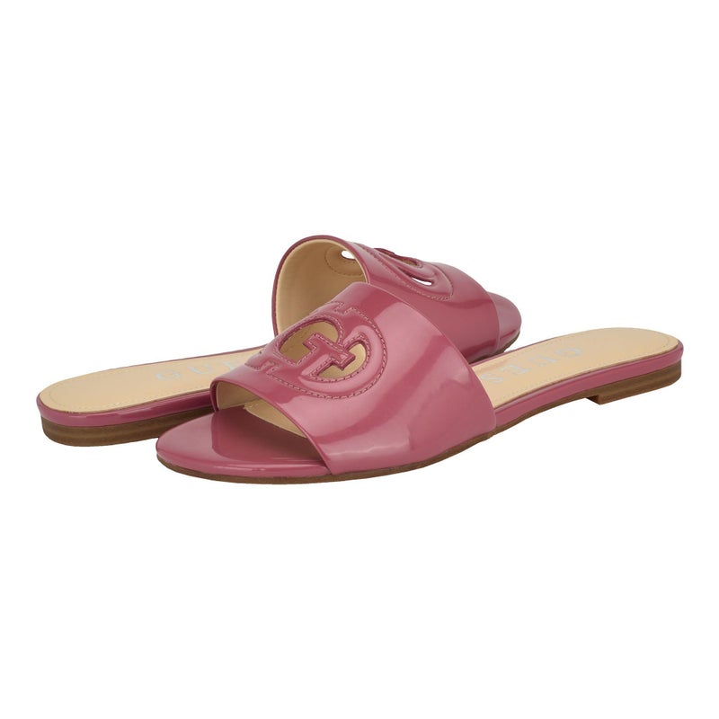 GUESS صندل مسطح تاشيا للنساء من غيس، وردي فاتح لامع 682، 6.5 - Image 4