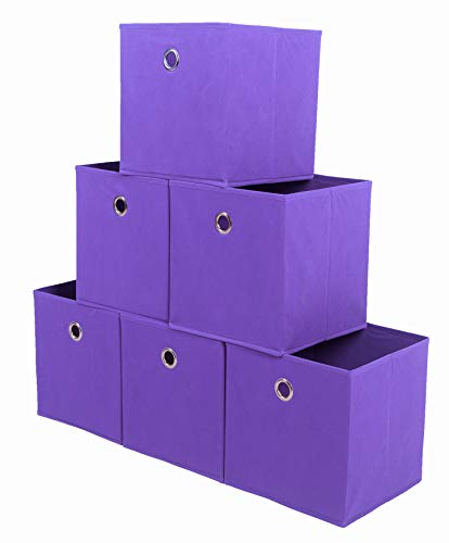 Amelitory Storage Bins Foldable Cube Organizer Fabric Drawer Set of 6 Purple - Image 5