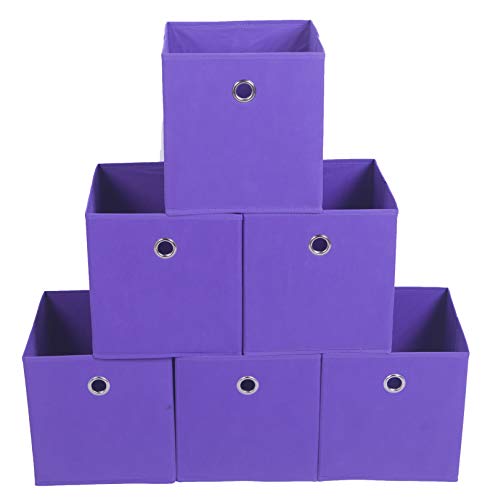Amelitory Storage Bins Foldable Cube Organizer Fabric Drawer Set of 6 Purple - Image 2