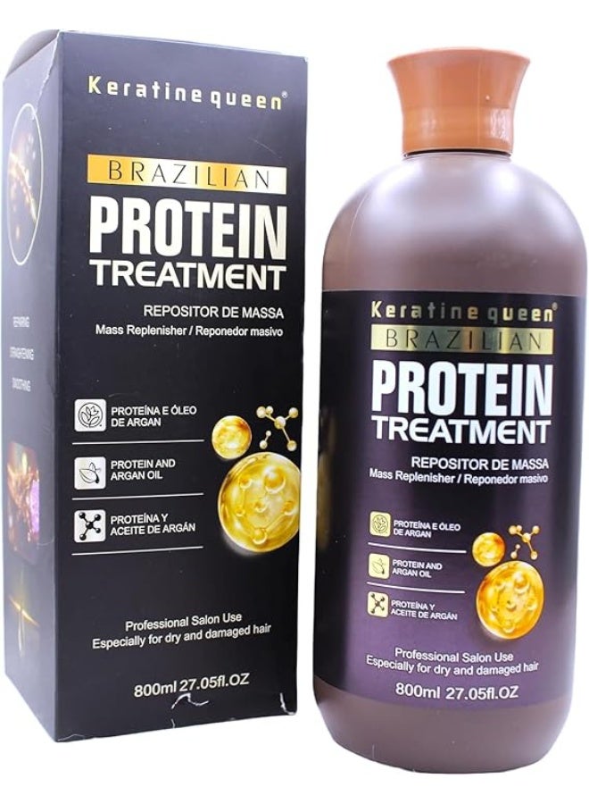 Brazilian Protein Treatment, Professional Hair Repair Mask with Argan Oil, 800ml, For Dry and Damaged Hairleaving it smooth, shiny, and manageable. Say goodbye to frizz,hello to silky.