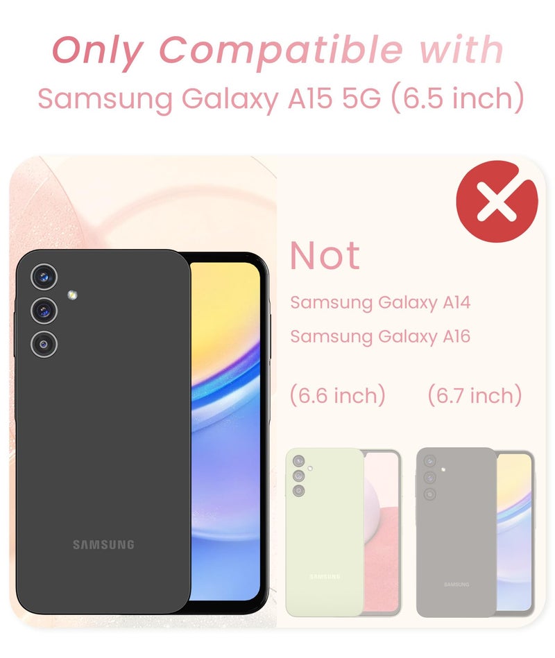 Liufcx for Samsung Galaxy A15 5G Love Heart Kickstand Case with 2X Screen Protector: Luxury Plated Gold Edge Slim Soft TPU Shockproof Protection Case Cover for Galaxy A15 (Pink) - Image 2