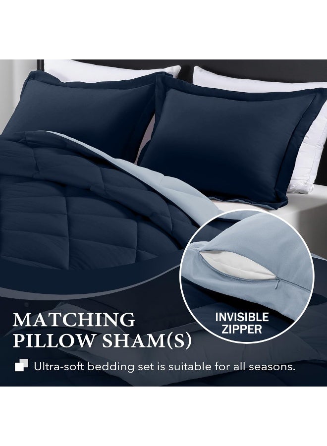downluxe Twin Comforter Set Blue and Sapphire Twin Comforter Soft Bedding Sets for All Seasons 2 Pieces 1 Comforter 66x92 and 1 Pillow Sham20x26 - Image 4