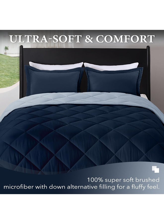 downluxe Twin Comforter Set Blue and Sapphire Twin Comforter Soft Bedding Sets for All Seasons 2 Pieces 1 Comforter 66x92 and 1 Pillow Sham20x26 - Image 5